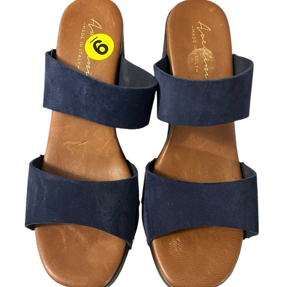 Sandals Chunk Heel Navy Suede Avellini Made in  Italy NWOT - Picture 6 of 10